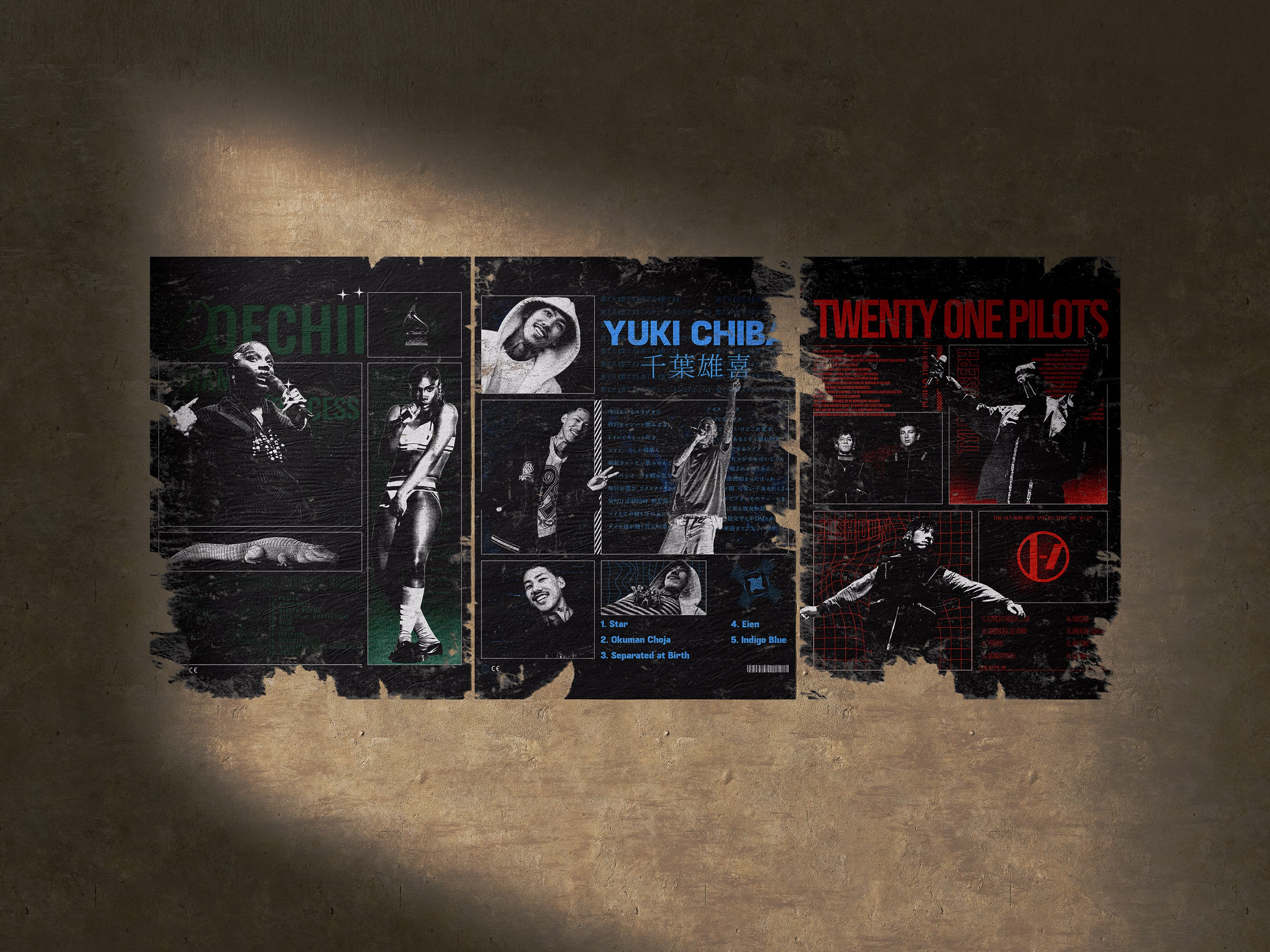 This picture shows a mockup design of some of the brutalism posters designs. The posters are designed by Sara Vukman and feature a brutalism aesthetic.