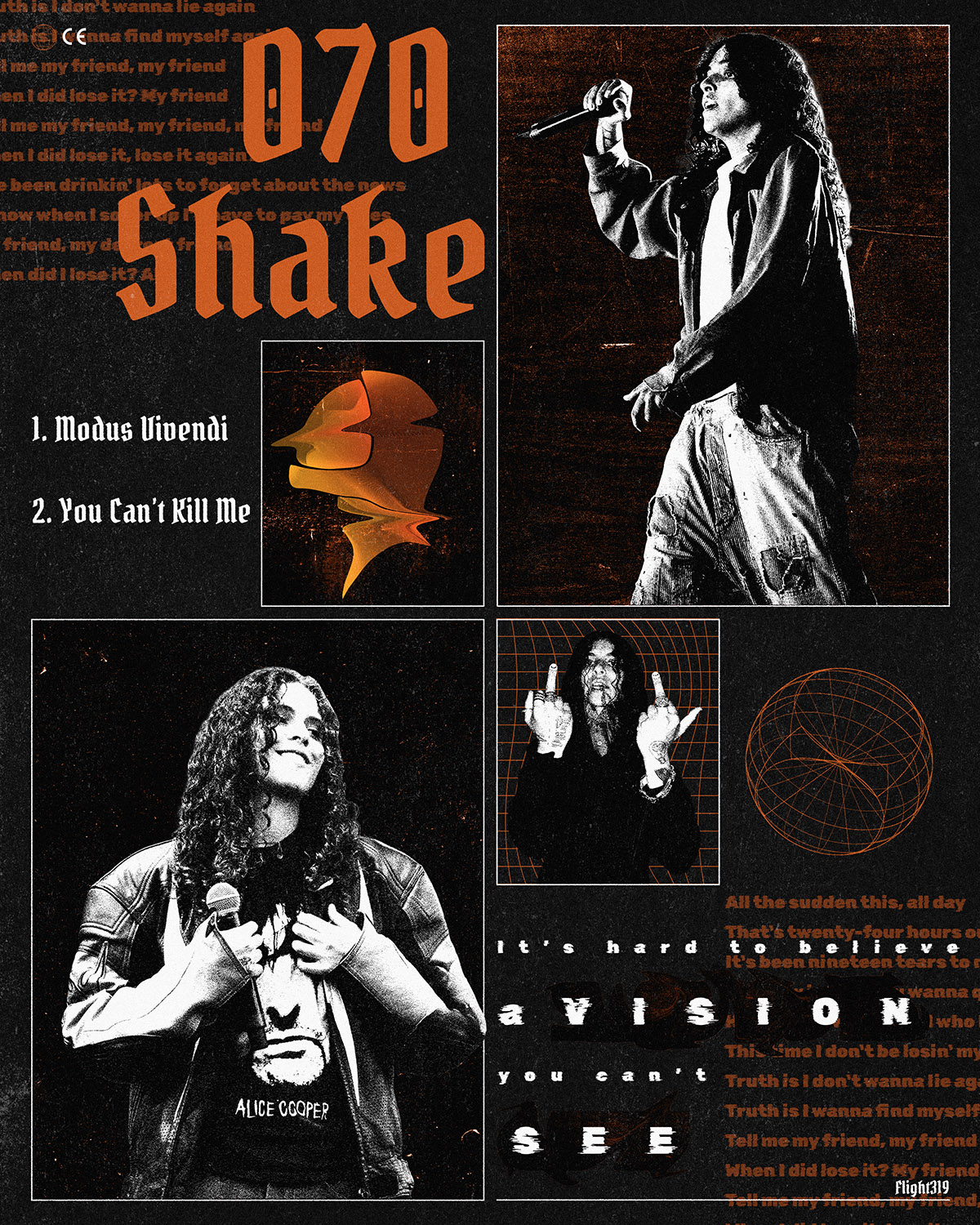 This picture shows a mockup design of the Shake 070 brutalism poster. The poster is designed by Sara Vukman and features a brutalism aesthetic.