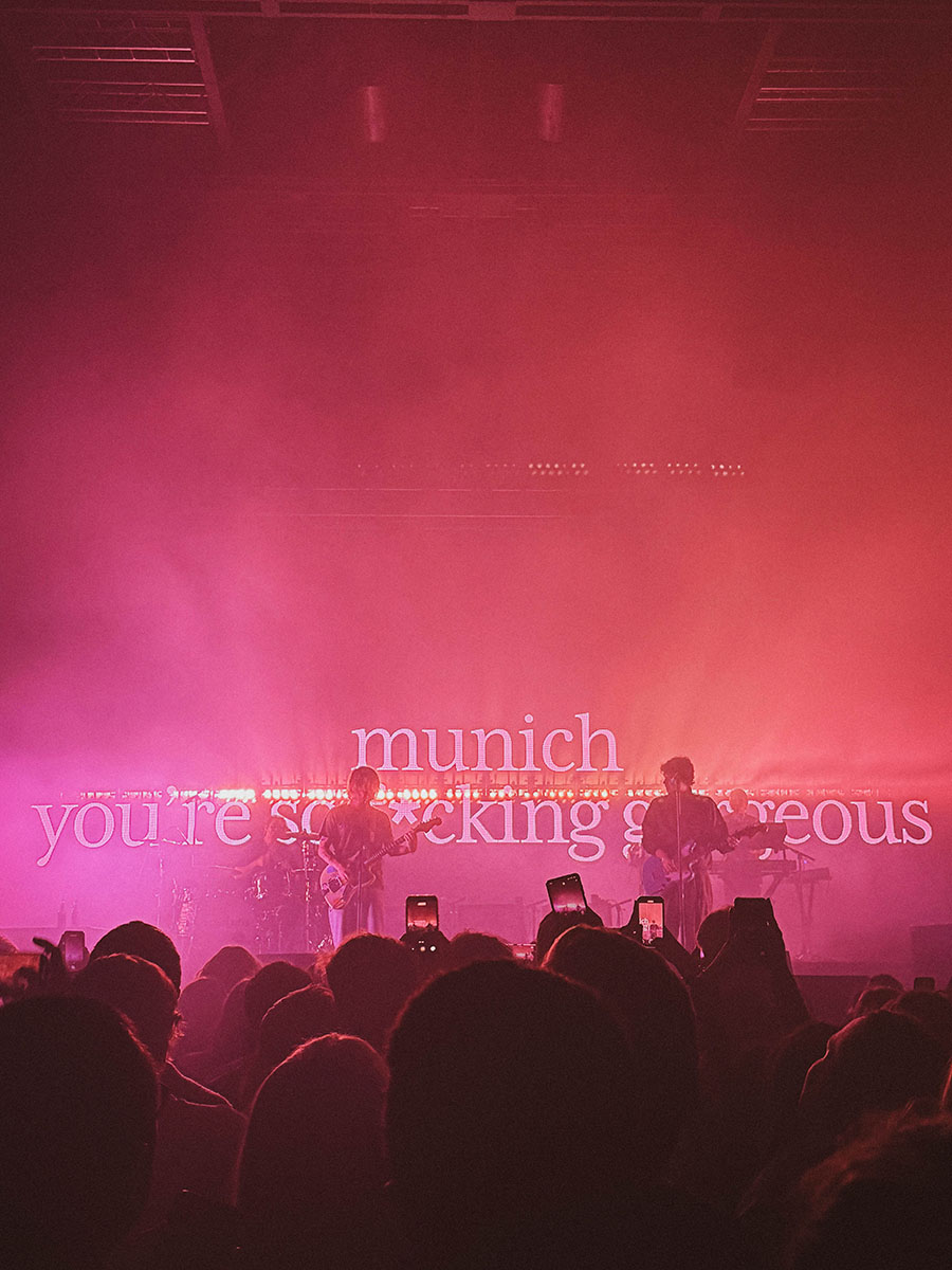 This picture shows another concert photo of the band Royel Otis, taken by Sara Vukman. It shows a mixture of colors which makes it visually appealing.