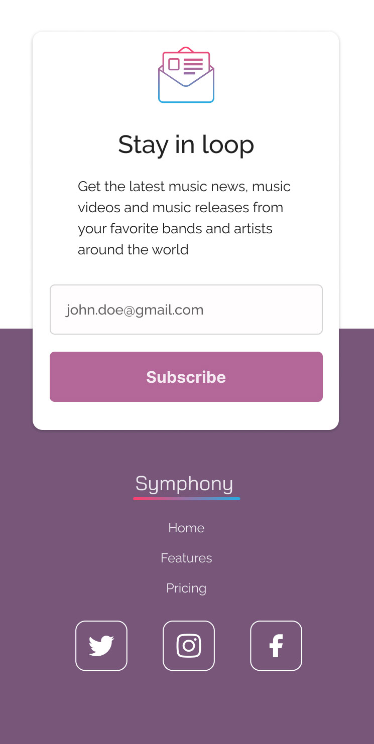 Symphony footer for mobile